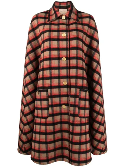 Gucci Check-pattern Wool Cape In Multi