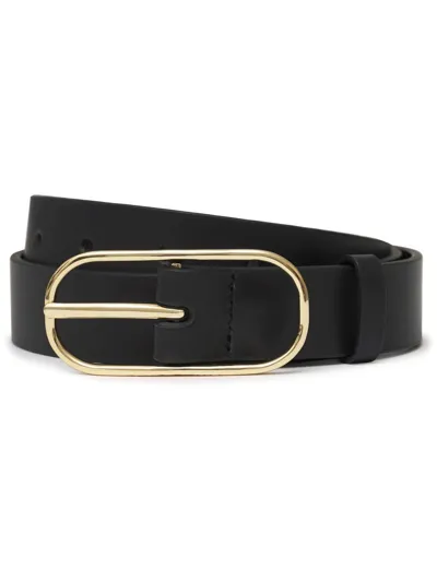 Anine Bing Harper Leather Buckle Belt In Black