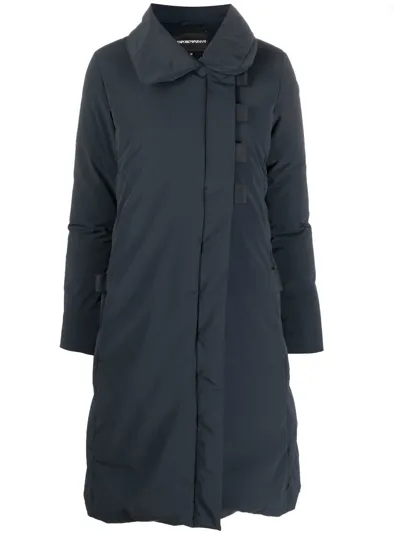 Emporio Armani Padded Asymmetric Mid-length Coat In Blue