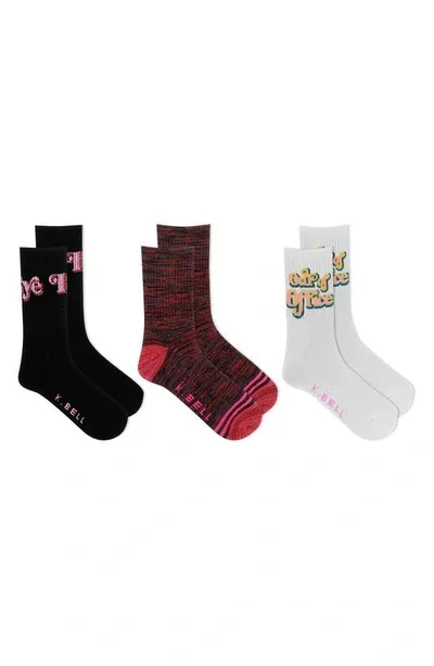 K. Bell Socks 3-pack Assorted Active Crew Socks In Bast