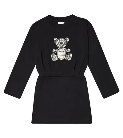 Burberry Kids' Printed Cotton Sweater Dress In Black