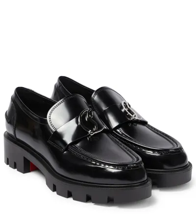 Christian Louboutin Cl Moc Lug Leather Loafers In Black