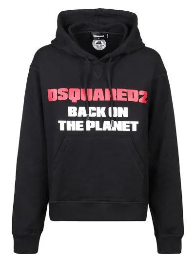 Dsquared2 Printed Back On The Planet Hoodie Sweatshirt In Black