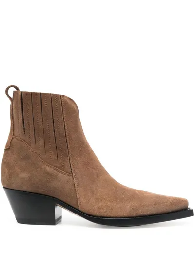 Buttero Cowboy Ankle Boots In Sand