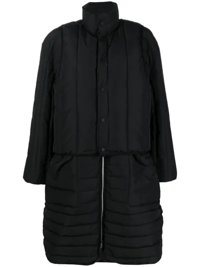 Henrik Vibskov Padded Collarless Coat In Black