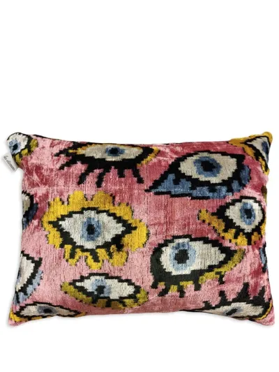 Les-ottomans Eye-motif Velvet Cushion In Multicolor