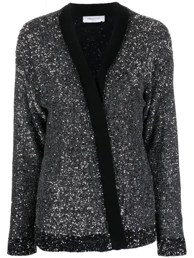 Fabiana Filippi Sequin-embellished Open-front Cardigan In Grigio