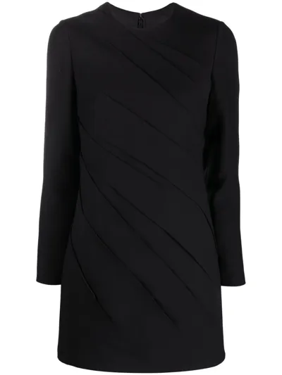 Valentino Long-sleeve Gathered Minidress In Black