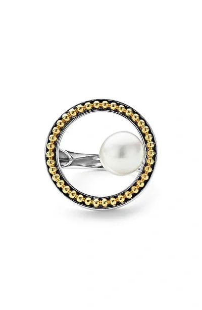 Lagos Pearl Circle Ring In Silver/gold