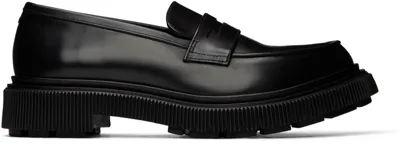 Adieu Tread-sole Leather Penny Loafers In Black