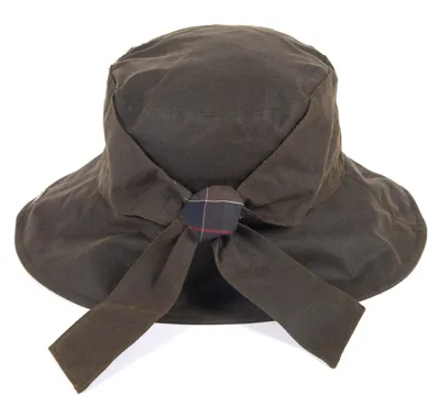 Barbour Logo Plaque Tie Fastened Bucket Hat In Green