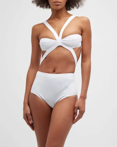 Alaïa Original One Piece Bikini Swimsuit In White