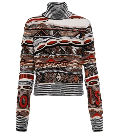 Missoni Argyle Turtleneck Wool Sweater In Multicolor Brown