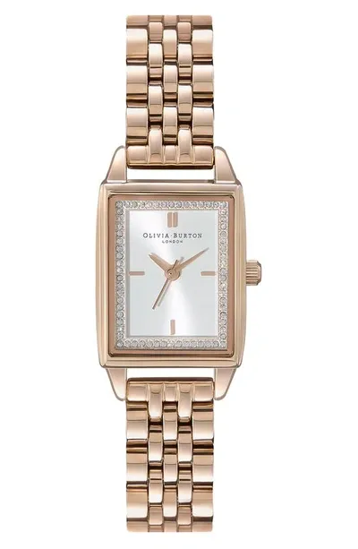 Olivia Burton Women's Quartz Carnation Gold-tone Stainless Steel Bracelet Watch 25.5mm X 20.5mm