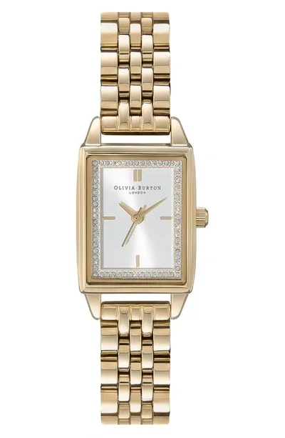 Olivia Burton Rectangle Bracelet Watch, 20.5mm In White/gold