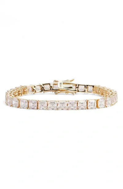 Melinda Maria The Queen's Tennis Bracelet In Gold/white Diamondettes