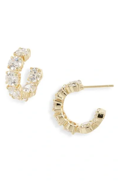 Melinda Maria Oh She Fancy Inside Out Huggie Hoop Earrings In Gold/white Diamondettes