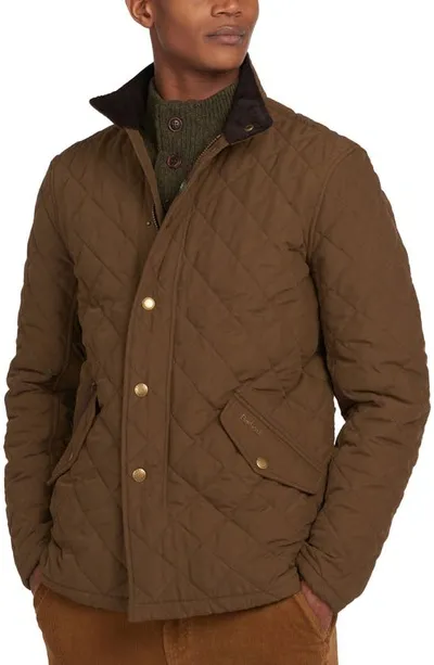 Barbour Shoveler Quilted Nylon Jacket In Dark Sand