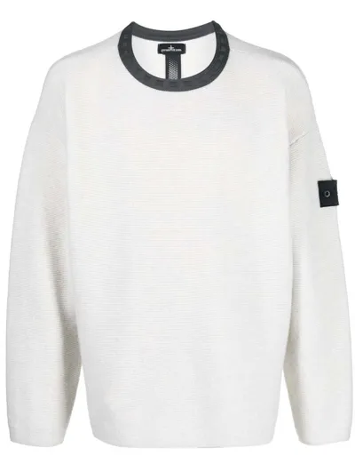 Stone Island Shadow Project Chalk White Wool Crew Neck Sweater