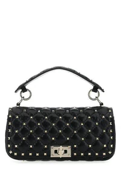 Valentino Garavani Rockstud Foldover Top Tote Bag In Black