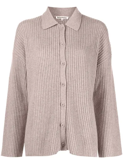 Reformation Fantino Cashmere Cardigan In Oatmeal