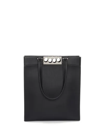 Alexander Mcqueen Logo-engraved Leather Tote Bag In Black