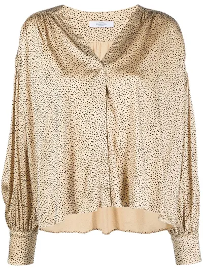 Roseanna Dot-print V-neck Blouse In Neutrals