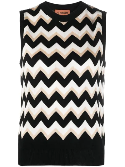 Missoni Zigzag-knit Sleeveless Top In White