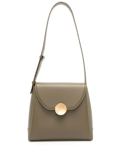 Jil Sander Logo-plaque Shoulder Bag In Green