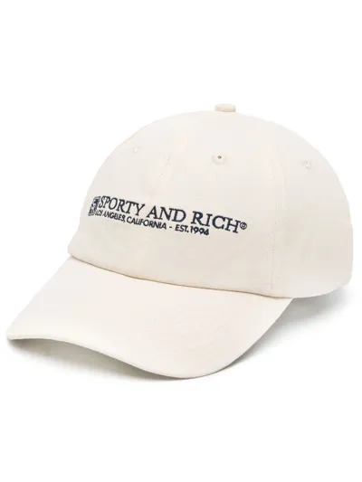 Sporty And Rich Logo-embroidered Cap In Neutrals