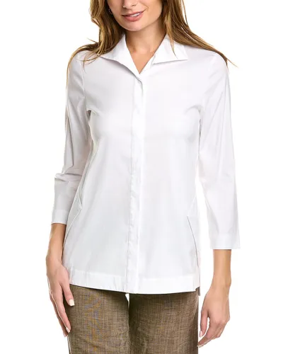 Lafayette 148 Petite Silk Double Georgette Blouse In White