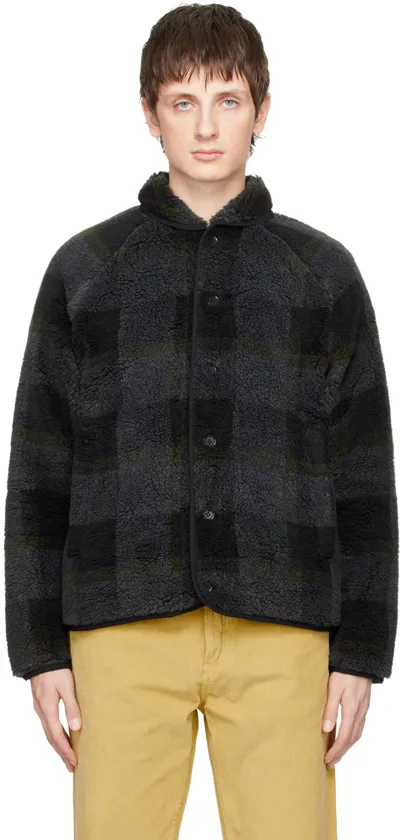 Ymc You Must Create Beach Plaid Fleece Jacket - Black Multi