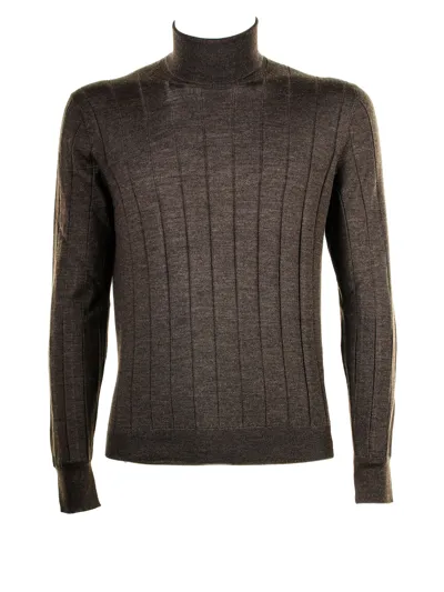 Barba Napoli Turtleneck In Silk Wool In Marrone