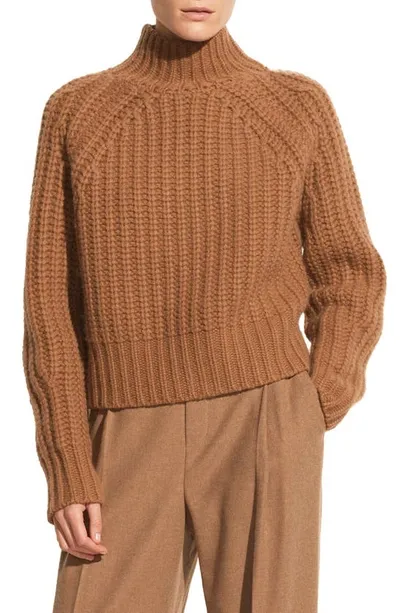 Vince Ribbed-knit Turtleneck Sweater In Camel