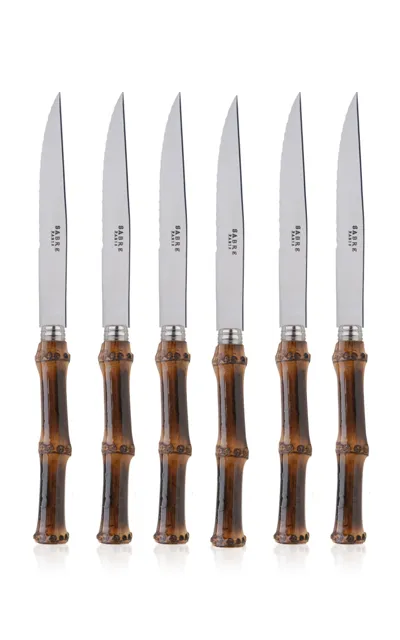 Sabre Panda Dark Bamboo Six-piece Knife Set In Brown