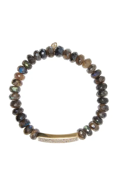 Sydney Evan 14k Gold Diamond And Labradorite Bracelet In Grey