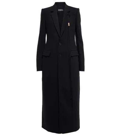 Ann Demeulemeester Wool Twill Coat In Black