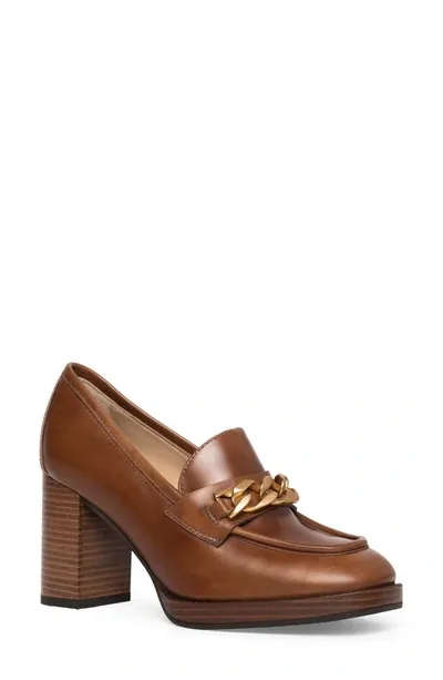 Nerogiardini Block Heel Loafer Pump In Camel