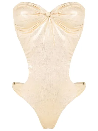 Amir Slama Cut-out Detail Swimsuit In Gold