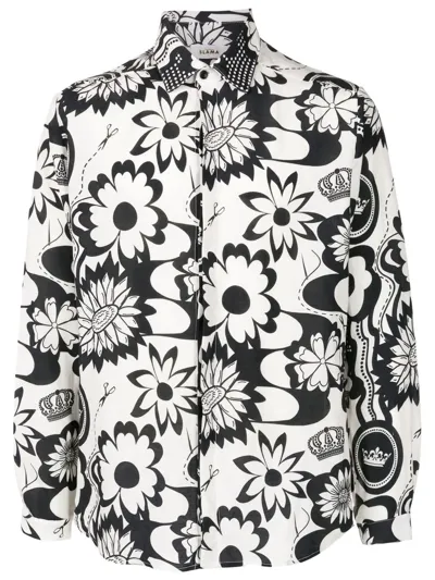 Amir Slama Graphic-print Long-sleeve Shirt In Black