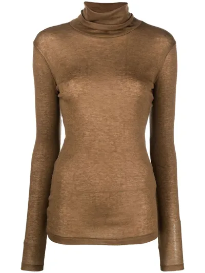 Closed Slim Turtleneck Knitted Jumper In Brown