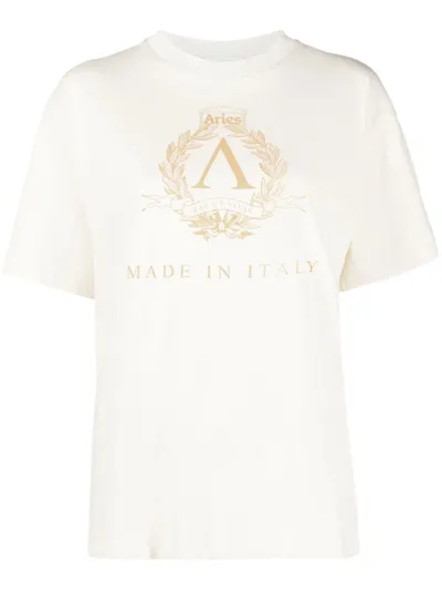 Aries Logo-print Short-sleeve T-shirt In 中性色