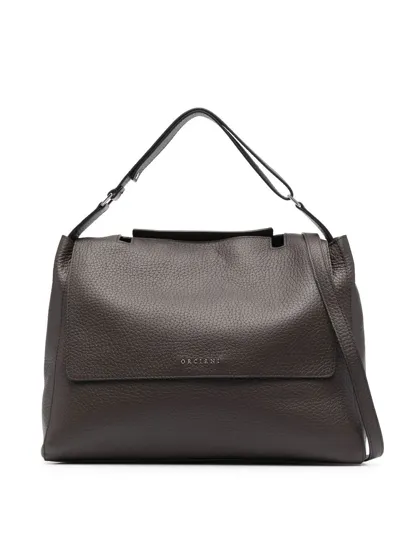 Orciani Sveva Leather Tote Bag In Brown