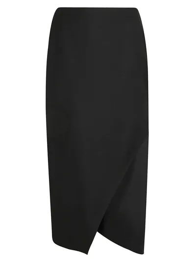 Alexander Mcqueen Side Slit Asymmetric Skirt In Nero