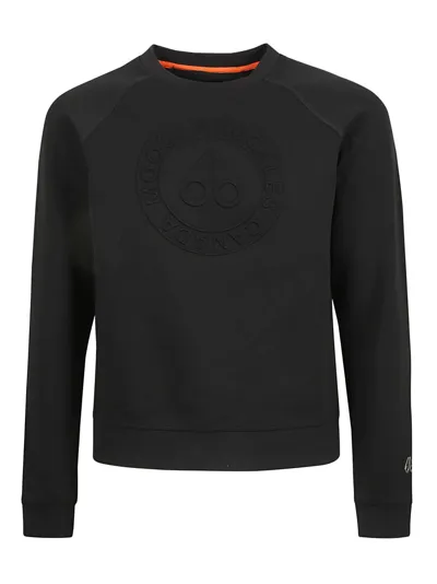 Moose Knuckles Debossed-logo Cotton-blend Sweatshirt In Black