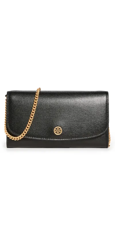 Tory Burch Robinson Chain Wallet In Black