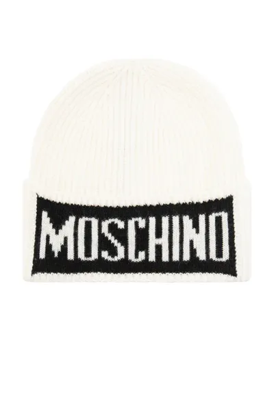 Moschino Logo Detailed Knit Beanie In Beige