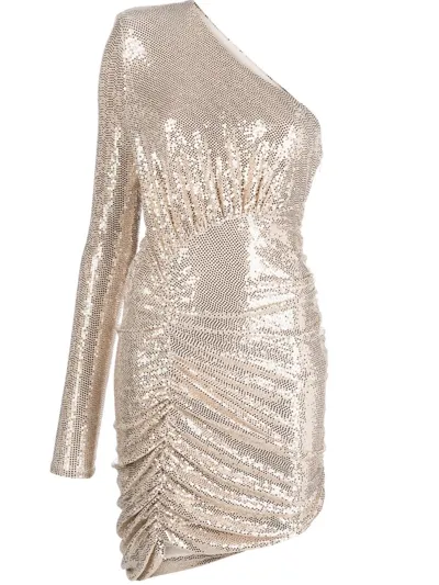 Alexandre Vauthier One-shoulder Sequin Mini Dress In Gold