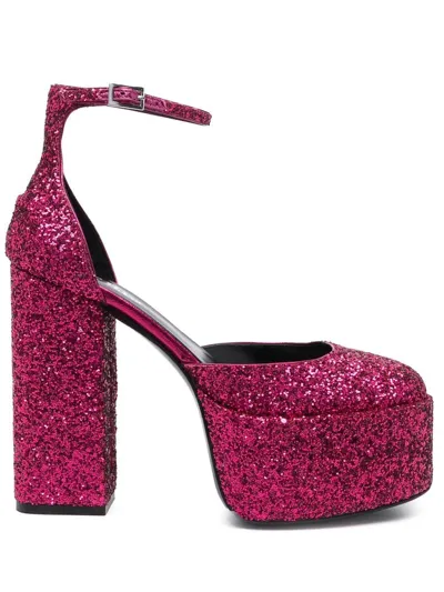 Paris Texas Dalilah Glitter Platform Pumps In Stardust Pink