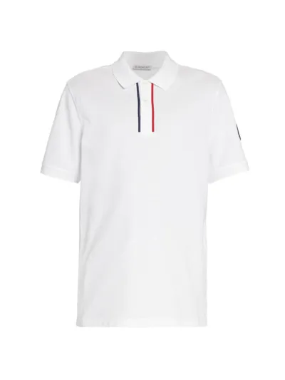 Moncler Men's Embroidered Polo Shirt In White